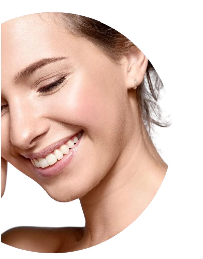 a woman smiling after trying the electrolysis hair removal device.